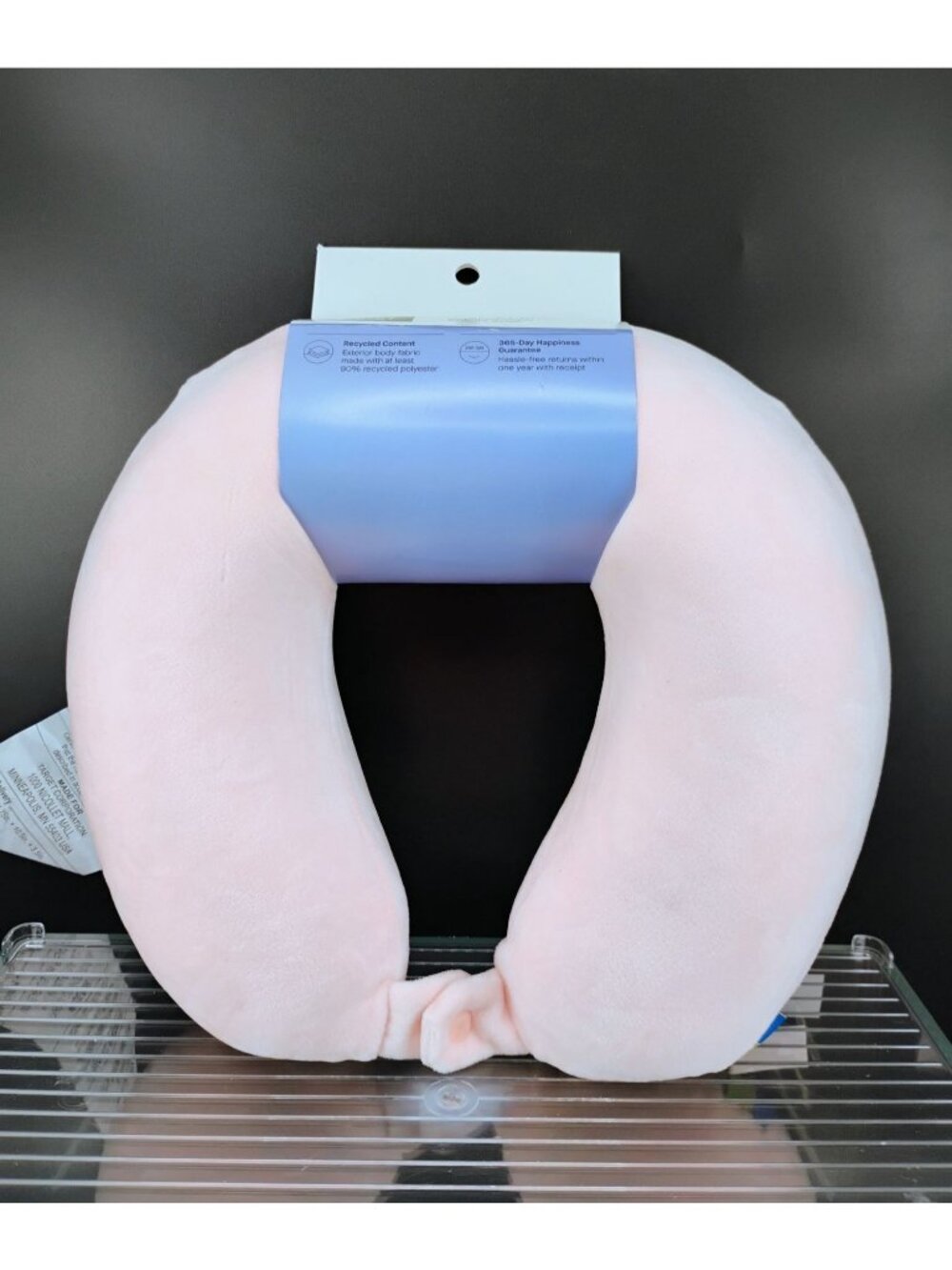 Open Story Memory Foam Travel Pillow Pink Soft Fabric Recycled Materials